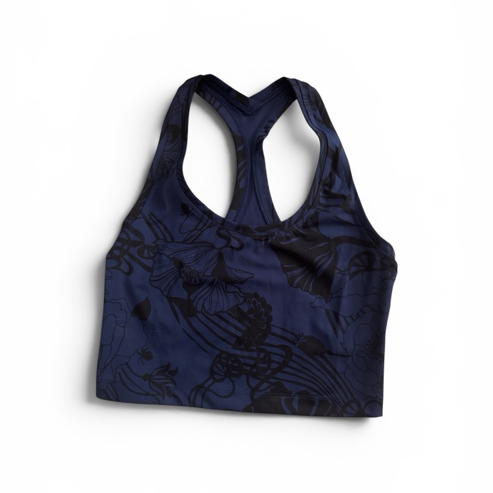 Forever21 Navy Floral Racerback Sports Bra